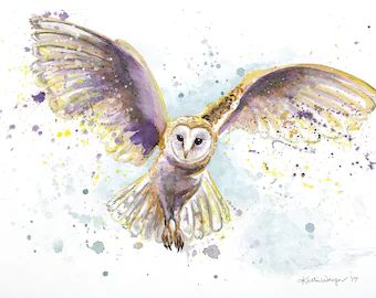 Barn Owl Tattoo, Barn Owl Art, Owl Quilts, Flying Owl, Owl Watercolor, Owl Tattoo Design, Owls Drawing, Watercolor Pet Portraits, Owl Pictures