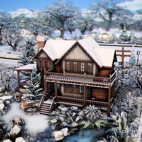 Sims 4 Cabin Floor Plans, Bloxburg Winter Cabin Layout, Winter House Layout, Sims Cabin House, Bloxburg Cabin House, Sims Cabin, Bloxburg Winter Cabin, Winter Cabin Exterior, Bloxburg Cabin Layout