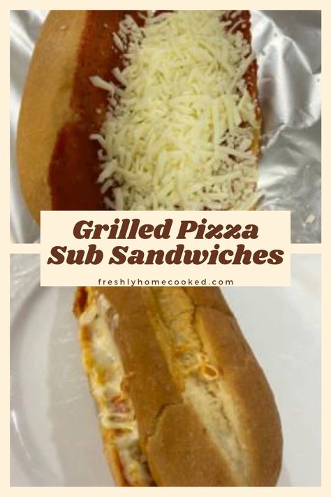 Pizza Subs Homemade, Homecooked Recipes, Sandwiches Grilled, Pizza Subs, Baked Sandwiches, Toast Pizza, Cheesy Pizza, Pizza Sandwich, Sub Sandwiches