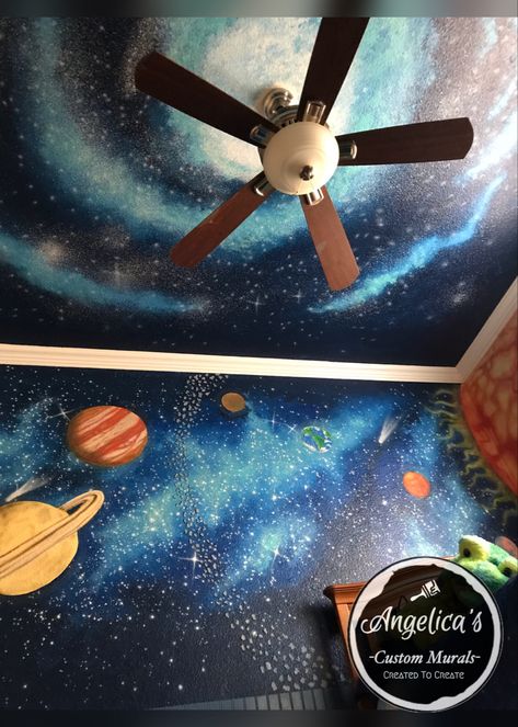 Solar System Ceiling Bedrooms, Galaxy Painted Ceiling, Solar System On Ceiling, Galaxy Ceiling Painting, Solar System Ceiling, Solar System Mural, Solar System Bedroom, Space Ceiling Bedroom, Galaxy Wall Painting