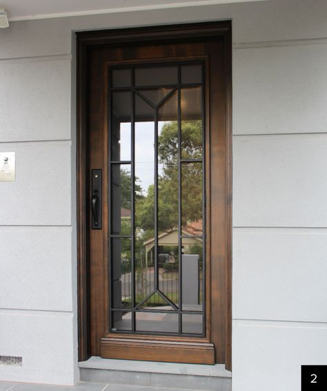 Front Door With Mirrored Windows, Entrance Door With Window, Metal And Glass Front Door Entrance, Single Door Entrance Design, Glass Main Door Entrance, Front Glass Door, Front Door Glass Design, Main Door Side Glass Design, Modern Front Doors With Glass Panels