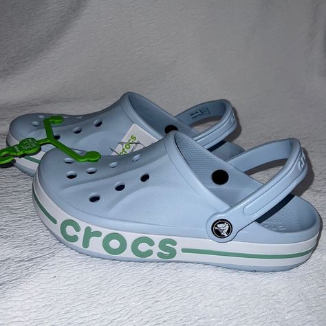 Crocs Bayaband Clog Size 8 W / 6 M Blue. Brand New With Tags And Original Packaging. Crocs Bayaband Clog Outfit, Bayaband Crocs, Crocs Aesthetic, Nike Casual Shoes, Blue Crocs, Crocs Fashion, Shoes Crocs, Nike Casual, Cute Nike Shoes