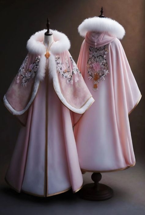 Medieval Winter Clothes, Winter Princess Dress, Winter Hanfu, Pink Winter Dresses, Cloak Dress, Ethno Style, Smart Dressing, Queen Outfit, Warm Tights