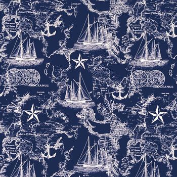 Navy Nautical Map Apparel Fabric Sea Map, Map Fabric, Nautical Outfits, Book Pouch, Blue Face Mask, Nautical Map, Let The Adventure Begin, Boat Anchor, Print Outs