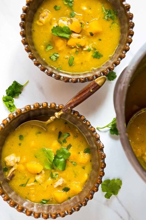 Chicken Pumpkin Soup » LeelaLicious Pumpkin Soup With Chicken, Pumpkin Apple Bisque Soup, Indian Pumpkin Soup, Healing Pumpkin Soup, Pumpkin Soup With Real Pumpkin, Pumpkin Chicken, Butternut Squash Soup Recipe, Chicken Pumpkin, Flavorful Shrimp