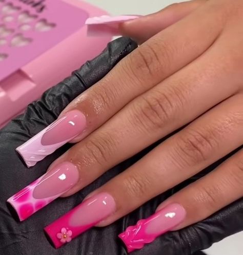 Baddie Pink Nails, Hot Pink Nails Acrylic, Diy Acrylic Nails, Colored Acrylic Nails, Girly Acrylic Nails, Simple Acrylic Nails, Acrylic Nails Coffin Pink, Unique Acrylic Nails, Soft Nails