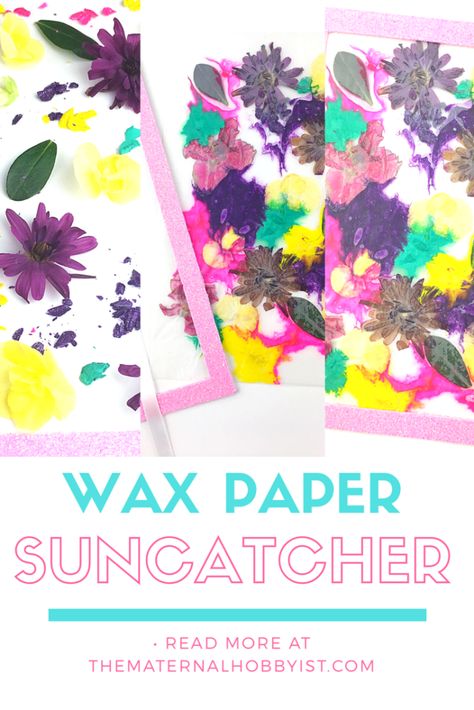 Wax Paper Crafts, Easy Craft For Kids, Parchment Paper Craft, Paper Mobile, Suncatcher Craft, Pretty Crafts, Diy Wax, Foam Shapes, Diy Toddler