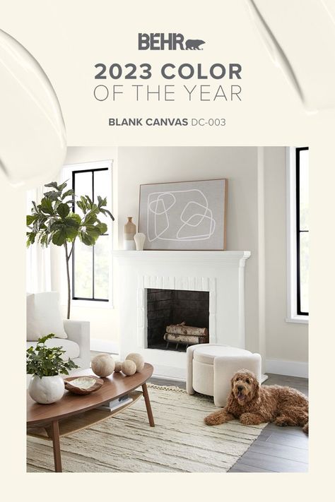 Set the tone for your space with Blank Canvas, our 2023 Color of The Year. 2023 Exterior Color Trends, Blank Canvas Behr Paint Palette, Behr Blank Canvas Undertones, Behr Blank Canvas Color Palette, Blank Canvas Behr Paint Living Room, 2023 Paint Color Trends Behr, Behr 2023 Color Of The Year, Behr Blank Canvas Paint Color, 2023 Wall Color Trends