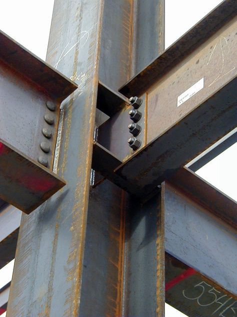 Steel Conection, Steel Architecture, Beam Structure, Metal Beam, Steel Structure Buildings, Steel Frame House, Steel Frame Construction, I Beam, Steel Detail