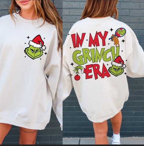 In my grinch era shirt is a cute shirt for yourself or loved one. Perfect gift for anyone in your life.  Printed on a super soft tee or crewneck sweatshirt that are the best for comfort. Size up one for a baggier oversized fit. These shirts are made to order so you get exactly what you want. Join our fb group for specials: https://www.facebook.com/groups/708500593017136/?ref=share In My Grinch Era, Retro Pink Christmas, Grinch Ideas, Xmas Clothes, Pink Christmas Png, Clothes Codes, Christmas Backgrounds, Easy Christmas Gifts, Berry Ave