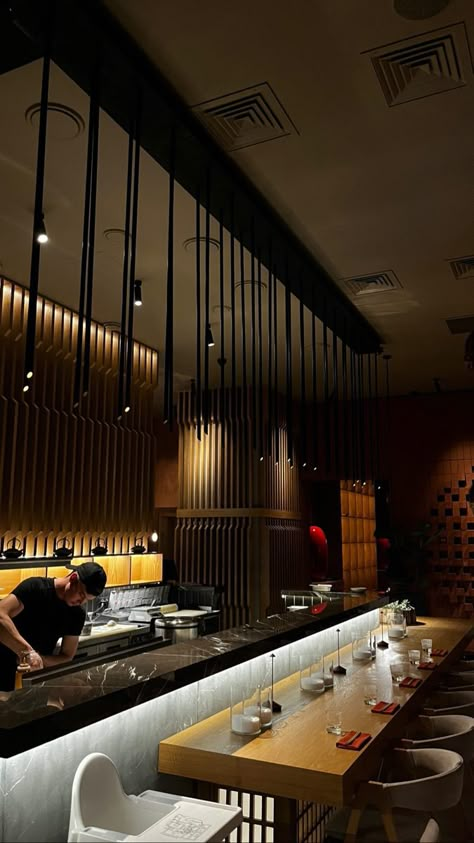 Sushi Restaurant Aesthetic Interior, Sushi Restraunt, Sushi Aesthetic Restaurant, Sushi Restaurant Aesthetic, Sushi Bar Design, Sushi Express, Sushi House, Japanese Restaurant Design, Taurus Season