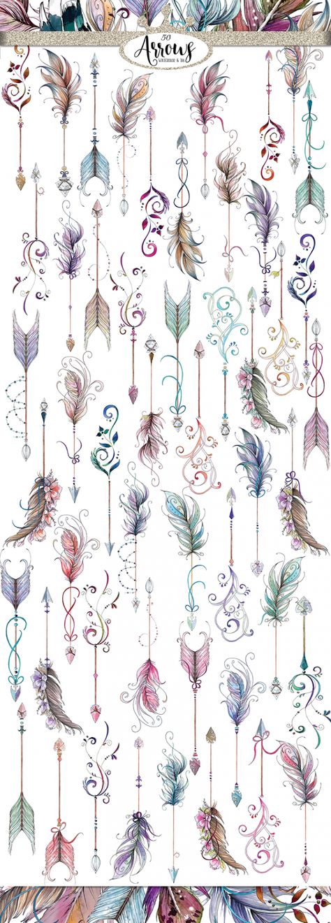 50+ Free Watercolor Boho Arrows - Free Pretty Things For You Tattoo Arrow, Targaryen Tattoo, Tattoo Diy, Arrow Tattoo Design, Chinese Dragon Tattoos, Tattoo Watercolor, Tato Henna, Boho Arrow, Kunst Tattoos