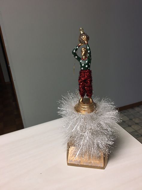 DIY ugly sweater party trophy funny Ugly Christmas Sweater Trophy Diy, Ugly Sweater Trophy Diy, Diy Ugly Sweater, Diy Trophy, Trophy Diy, Christmas Competition, Christmas Competitions, Ugly Christmas Sweater Contest, Ugly Sweater Diy