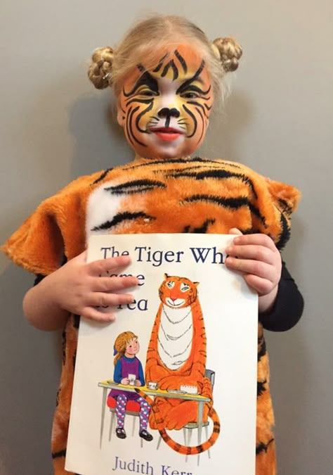 World Book Day Costume  The Tiger who Came to Tea Nursery World Book Day Costumes, Halaween Costum, Tiger Who Came To Tea Costume, Best World Book Day Costumes, World Book Day Costumes For Teachers, Easy World Book Day Costumes, Teacher Costume Ideas, Costume Ideas For Teachers, Roald Dahl Costumes