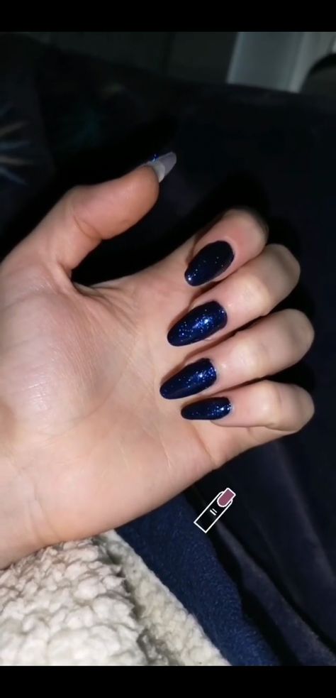 #nails #blue #glitter #almond #long #almondnails Nails Almond January, Midnight Blue Nails With Glitter, Dark Glitter Blue Nails, Navy Blue Sparkle Nails Acrylic, Navy Blue With Glitter Nails, Navy Blue Shimmer Nails, Navy Blue Nails With Sparkles, Dark Blue Glitter Nails Almond, Black Nails Blue Glitter