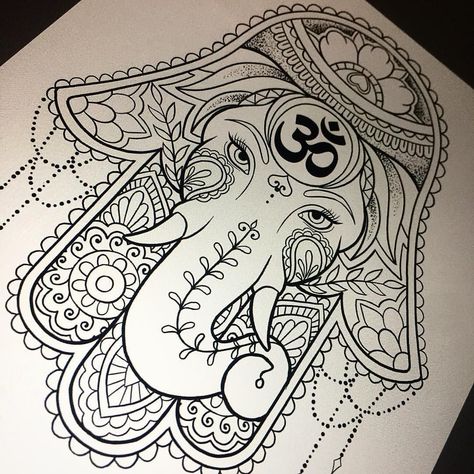 Hasma Tattoo, Hand With Eye, Fatima Hand Tattoo, Hamsa Tattoo Design, Hamsa Hand Tattoo, Ganesh Tattoo, Eye Ideas, Hamsa Art, Elephant Tattoo Design