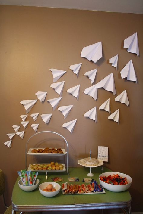 Paper Airplane Party, Bon Voyage Party, Planes Birthday, Planes Party, Dads Birthday, Airplane Theme, Airplane Birthday Party, Airplane Baby, Airplane Party