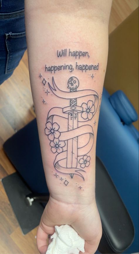 Adventure Time Quote Tattoo, Adventure Time Swords Tattoo, Everything Stays Tattoo, Bubbline Tattoo, Marceline Tattoo Ideas, Tattoo Ideas Cartoon, Marceline Tattoo, Hipster Tattoos, Doctor Who Tattoo