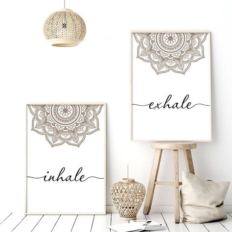 Bohemian Exhale Inhale Mandala Mindfulness Zen Wall Art Print Poster Picture Canvas Painting Yoga Room Living Room Home Decor Sala Yoga, Zen Room, Mandala Floral, Zen Wall Art, Bohemian Wall Art, Scandinavian Wall Art, Scandinavian Wall, Inhale Exhale, Mandala Wall Art