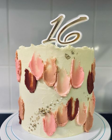 Happy Cavities on Instagram: "I hope there’s a special 16 year old who absolutely loves her cake ... #cakeideas #cakedecoration #pink #sweetsixteen #16thbirthday Gf Sugar Cookies, Marble Fondant, 17 Cake, Vanilla Layer Cake, Tall Cake, Tall Cakes, Cookies Decorated, Vanilla Buttercream, Sugar Cookies Decorated