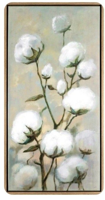 Floral Art Acrylic, Bathroom Art Ideas, Cotton Painting, Oil Painting Inspiration, Cotton Boll, Canvas Landscape, Saw Tooth, Plant Drawing, Flower Art Painting