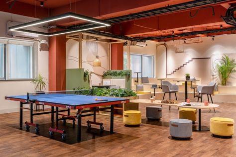 Recreational Area In Office, Office Entertainment Area, Indoor Games Room, Office Breakout Space, Breakout Room, Office Wall Graphics, Staff Lounge, Student Lounge, Tiered Seating