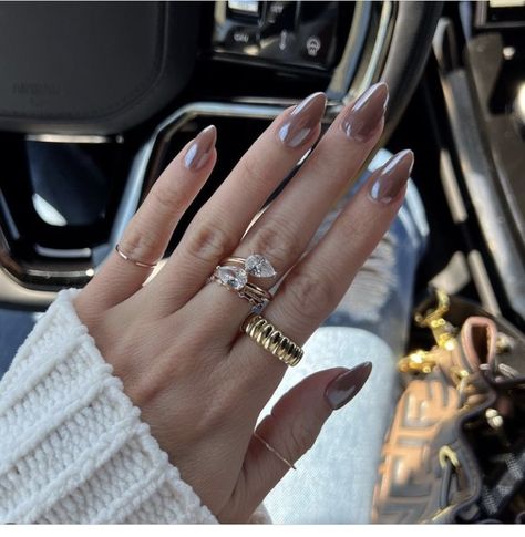 Latte Chrome Nails, Tan Chrome Nails, Nail Ideas November, Aesthetic Winter Nails, Lux Nails, Nail Vibes, 20 Aesthetic, Milky Nails, Spring Acrylic Nails