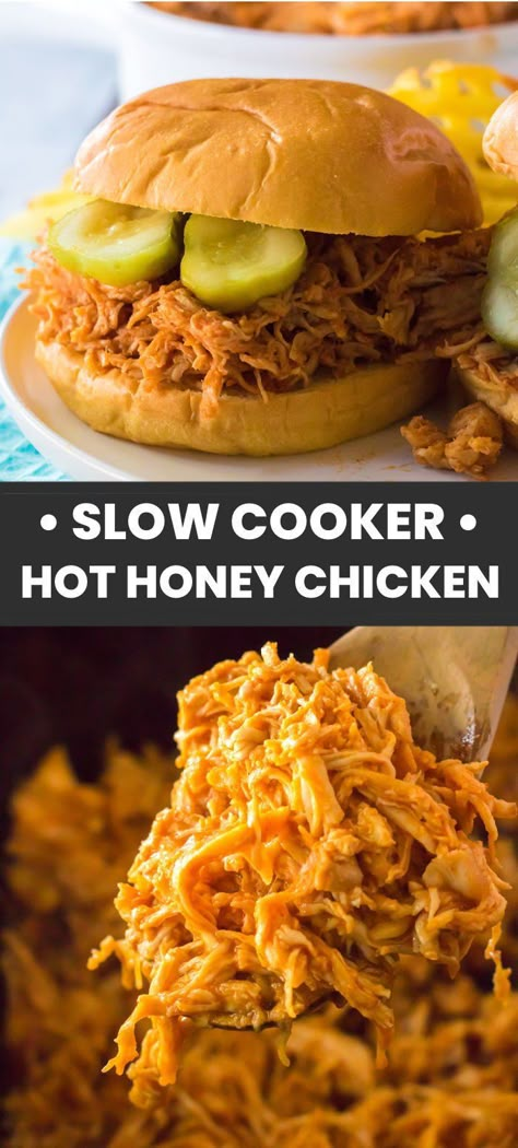 Easy Healthy Meals Spicy, Slow Cooker Chicken Sliders Recipes, Slow Cooker Nashville Hot Chicken, Slower Cooker Chicken Recipes Crock Pots, Chicken On A Bun Recipe, Easy Week Dinners, Sandwich Recipes On Buns, Hot Lunch Sandwiches, Show Cooker Chicken Recipes