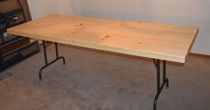 turn a folding table into a dining table Long Folding Table, Save 3000, Hairpin Dining Table, Build A Farmhouse Table, Diy Dining Room Table, Build A Table, Diy Dining Table, Diy Dining, Party Tables