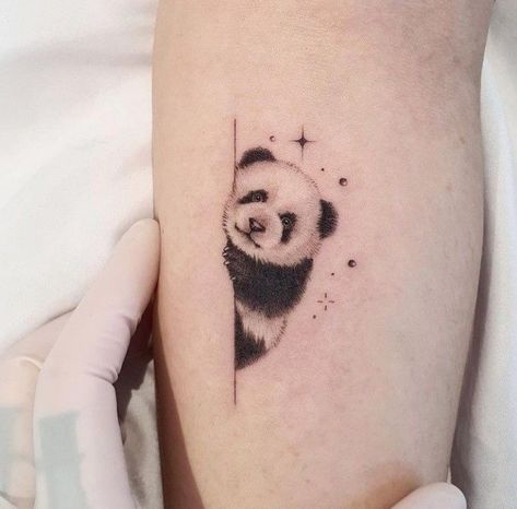 Tattoo Panda, Panda Bear Tattoos, Pet Tattoo Ideas, Pet Tattoos, Meaningful Wrist Tattoos, Panda Tattoo, Girl Arm Tattoos, Cute Tattoo Ideas, Tattoos With Kids Names