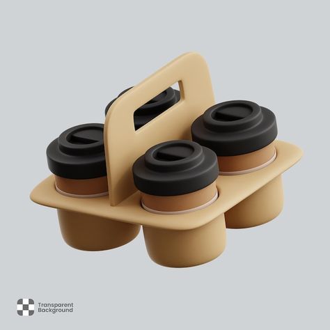 PSD 3d coffee cup tray illustration | Premium Psd #Freepik #psd Tray Illustration, Urban Portfolio, Box Emoji, 3d Coffee Cup, 3d Coffee, Cup Tray, 3d Blender, Coffee Tray, Iphone Wallpaper Hipster