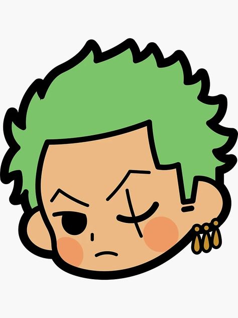 "Roronoa Zoro Chibi Sticker One Piece" Sticker for Sale by Vesperune | Redbubble Zoro Painting Ideas, Roronoa Zoro Sticker, One Piece Doodle Art, Zoro Doodle, Roronoa Zoro Cute, One Piece Doodle, Zoro Chibi, Zoro Sticker, Chibi One Piece