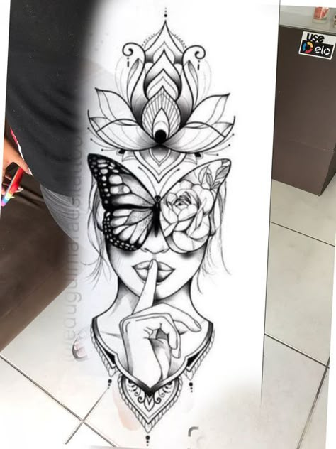 Butterfly Face Tattoo Design, Mandala Tattoo Sleeve Women, Tattoo Sleeve Women, Mandala Tattoos For Women, Half Sleeve Tattoos Sketches, Half Sleeve Tattoo Stencils, Animal Tattoos For Women, Tattoos Forearm, Common Tattoos