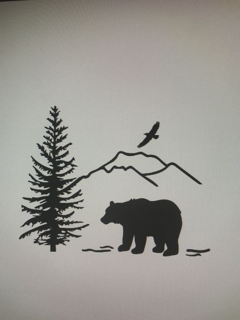 Smokey Mountain Tattoo Ideas, Mountains And Bear Tattoo, Smoky Mountains Tattoo Ideas, Smoky Mountain Tattoo, Simple Bear Tattoo, Moose Tattoo, Mountain Outline, Forest Tattoos, Bear Tattoo