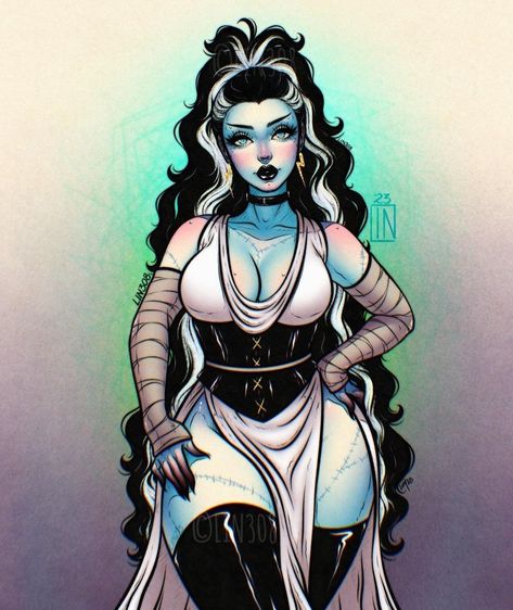 Frankenstein Art, Stitch Tattoo, October Art, Queen Poster, Frankenstein's Monster, Cartoon Girl Drawing, Goth Art, Horror Movie Posters, Bride Of Frankenstein