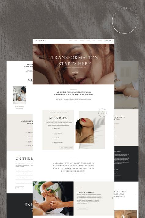 Unleash the power of The MedSpa Society's Website templates – tailored for MedSpa, Aesthetics, and Beauty businesses. Elevate your online presence with our Alchemy template: moody, elegant, and fully customizable. No code needed, just drag & drop for a conversion-driven, SEO-ready, and responsive site. Elevate your brand beyond imagine without breaking the bank! Luxury Medspa, Website Development Process, Med Spa Marketing, Spa Marketing, Business Web Design, Logo Colors, Squarespace Website Design, Blog Layout, Website Making