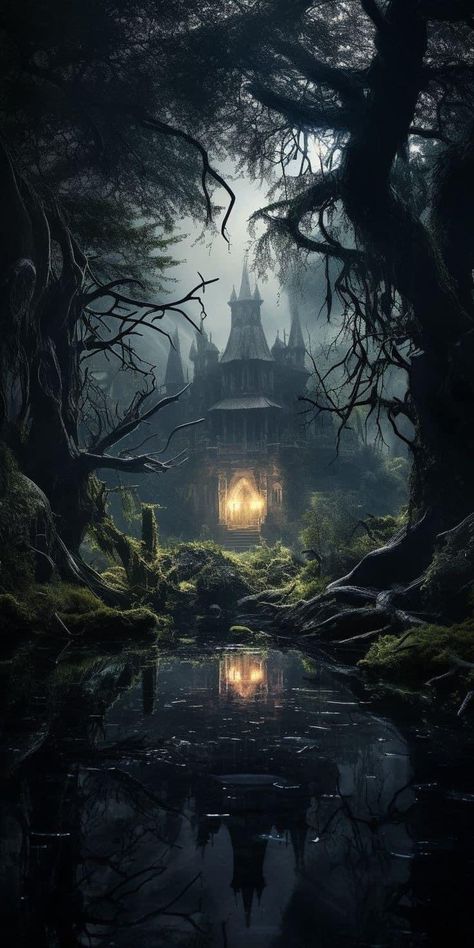 Fairytale Dark Aesthetic, Dark Kingdom Fantasy Art, Dark Fantasy Forest Art, Kingdom Fantasy Castles, Forest Castle Aesthetic, Dark Forest Castle, Dark Kingdom Aesthetic, Dark Castle Art, Dark Castle Aesthetic