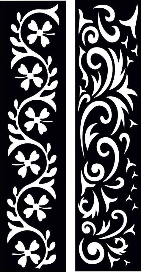 Stencil Patterns Templates, Jaali Design, Stencil Decor, Retro Logo Design, Black And White Designs, Drawing Stencils, Laser Cut Patterns, Floral Border Design, Cnc Design