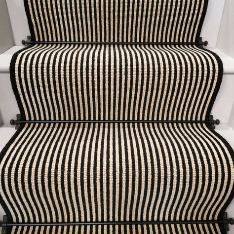 Black And White Stair Runner, Striped Stair Carpet, Stairway Runners, Small Victorian Terrace Interior, Staircase Carpet, Stairs And Hallway Ideas, Stairway Carpet, Victorian Terrace Interior, Black And White Stairs