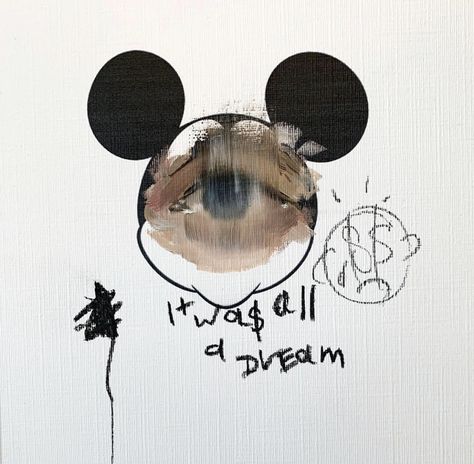 Artist: Preston Paperboy Title: "it was all a dream" Medium: Oils on canvas Date: Unknown  Size: 8x8" Preston Paperboy, It Was All A Dream, Scribble Art, Art Details, Arts Ed, A Level Art, Graphic Design Art, Aesthetic Art, A Dream