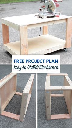 Wooden Work Bench, Rolling Workbench, Workbench Plan, Garage Workbench Plans, Building A Workbench, Workbench Designs, Workbench Plans Diy, Project Plan, Diy Workbench