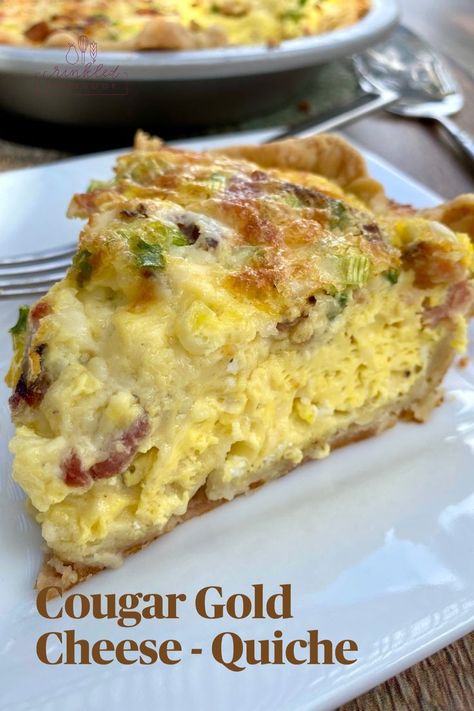 A wedge of quiche on a plate with the serving dish in the background. Blue Cheese Vinaigrette Dressing, Blue Cheese Vinaigrette, Cheese Dreams, Orange Sweet Rolls, Halibut Recipes, Delicious Salad Dressings, State Foods, Cheese Quiche, Quiche Recipe