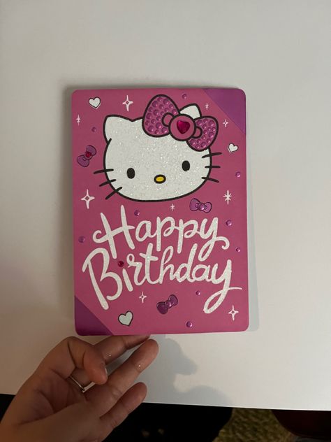 Hello Kitty Bday Cards, Hello Kitty Card Design, Hello Kitty Happy Birthday Card, Hello Kitty Birthday Card Ideas, Hello Kitty Birthday Cards Diy, Pink Card Ideas, Hello Kitty Birthday Gift Ideas, Birthday Card Hello Kitty, Hello Kitty Birthday Cards