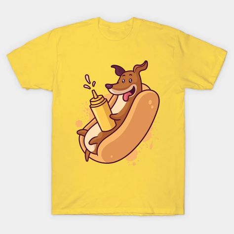 Hot Dog - Hot Dog Lover - T-Shirt | TeePublic Bbq Shirt, Friends Laughing, Dog Tshirt, Scooby Doo, Hot Dogs, Dachshund, Pet Dogs, V Neck T Shirt, Dog Lovers