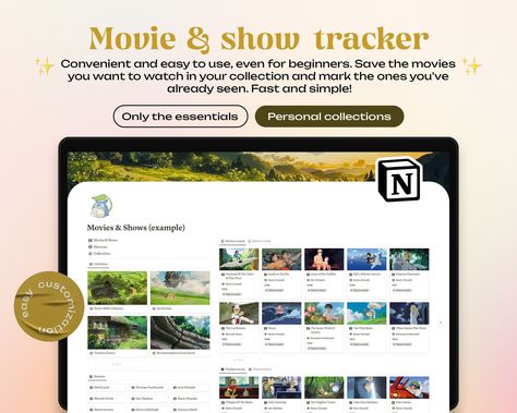 #Organisation #Notion_Template_Ideas_Watch_List #Notion_Anime_Tracker #Notion_Media_Tracker Notion Media Tracker, Notion Movie Tracker, Movies Notion, Tv Show Tracker, Studio Ghibli Aesthetic, Show Tracker, Tv Series Tracker, Notion Inspiration, Series Tracker