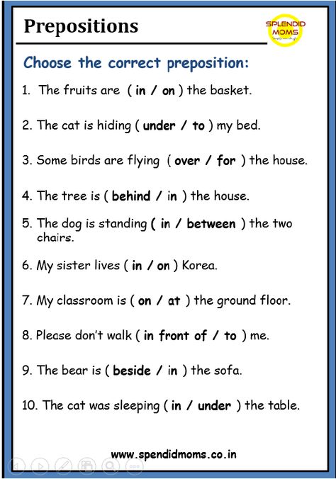 Prepositions Anchor Chart, Preposition Worksheet, Prepositions Worksheets, Grade 5 English, Primary Worksheets, Picture Story For Kids, Preposition Worksheets, English Grammar Worksheets, Picture Story