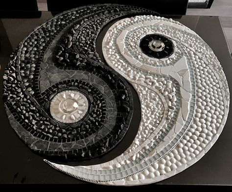 Ying Yang Mosaic, Mosaic Gifts, Mosaic Wedding, White Mosaic, Mosaic Table, Ying Yang, Mosaic Tile, Yin Yang, Camper Van