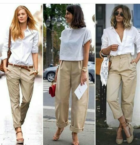 Chinos Women Outfit, Khakis Outfit, Chino Pants Women, Womens Chinos, Women Outfit, M Pants, Chino Pants, 가을 패션, Casual Street Style