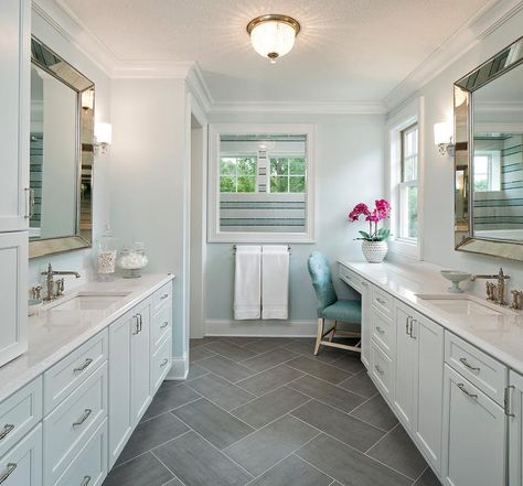 Floor. Coastal Cottage Style, Large Bathroom, Shower Designs, Cottage Style Home, Revere Pewter, Herringbone Floor, Style Cottage, Trendy Bathroom, Grey Flooring