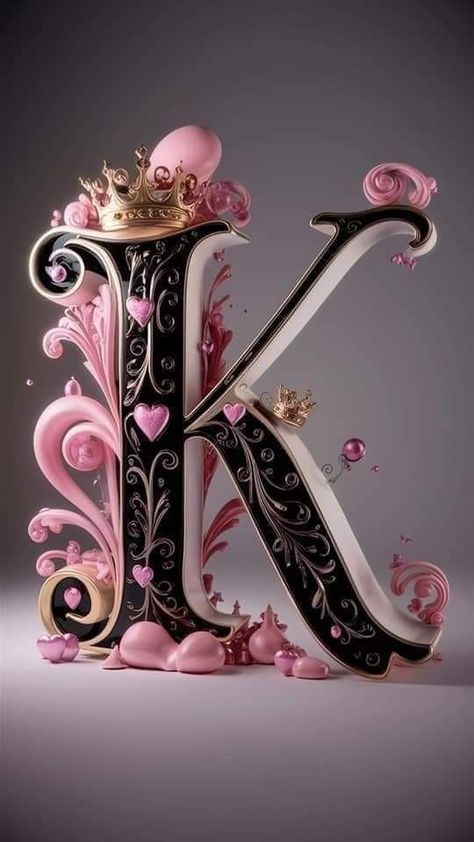 Letter K Design, The Letter K, Letter Art Design, Pink Wallpaper Backgrounds, Amazing Food Art, Angel Images, Alphabet Art, Letter K, Crafts Hacks